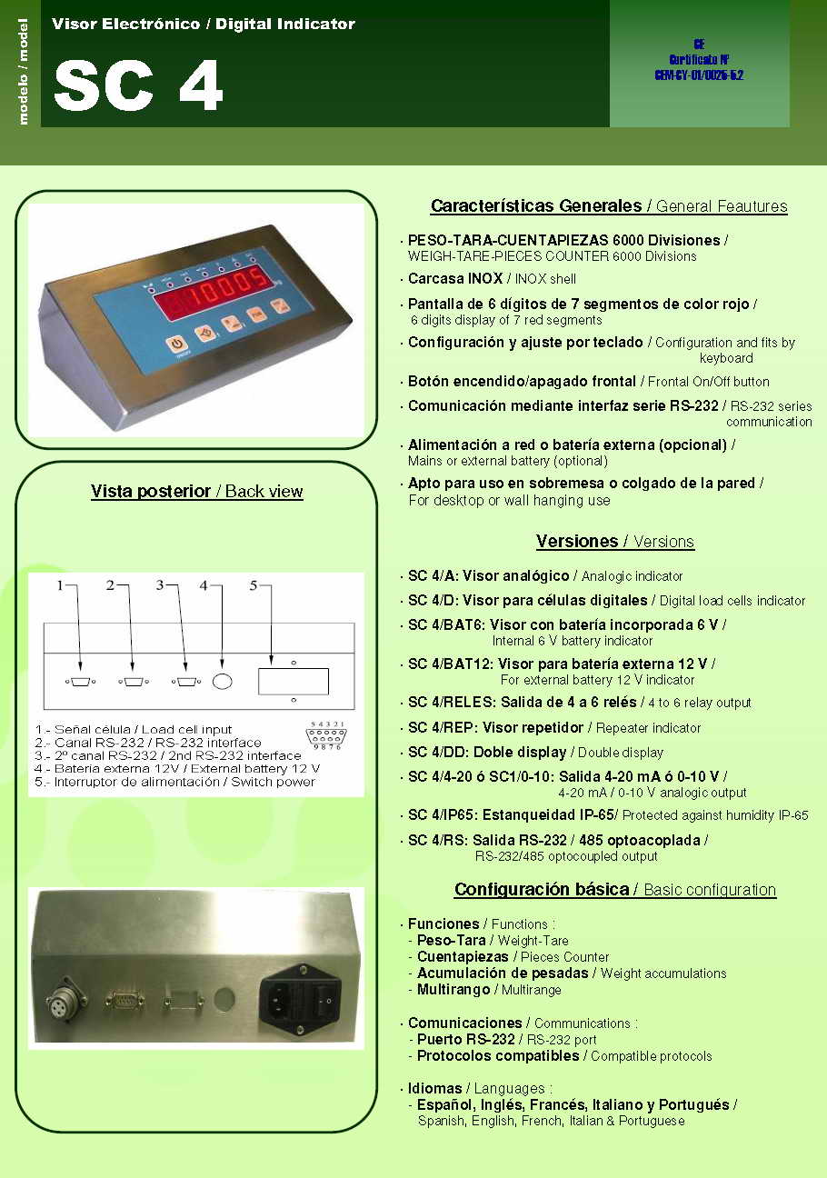 SC-4 稱重顯示儀表技術參數圖1