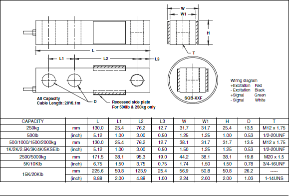 SQB-300KG,SQB-300KG稱重傳感器技術圖